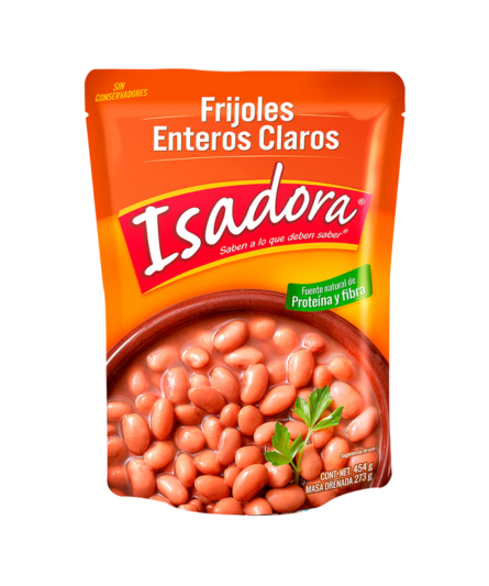 WHOLE LIGHT BEANS ISADORA / FRIJOLES CLAROS ENTEROS 454 Gr